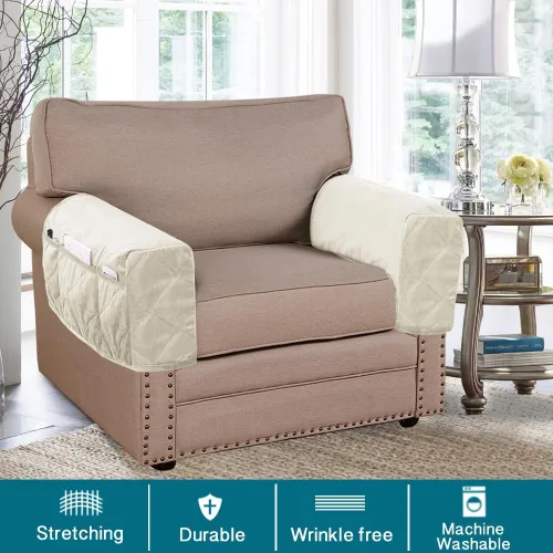 Vista 2 de Turquoize Fundas de terciopelo para reposabrazos para sillas y sofás, fundas para reposabrazos de sofá reclinable con bolsillo lateral, fundas