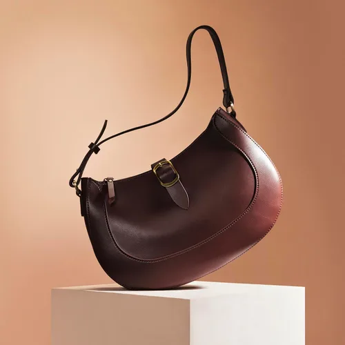 Vista 2 de Bolso Hobo de cuero vegano vintage para mujer, bolso de hombro lunar, bolso cruzado debajo del brazo clásico para mujer