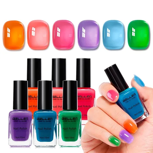 Vista 27 de GELLEN Juego de Esmalte de Uñas en 4 Colores Negro, Blanco, Gris & Base y Capa Superior, Esmalte de Uñas de Tendencia Otoño/Invierno Negro, Blanco