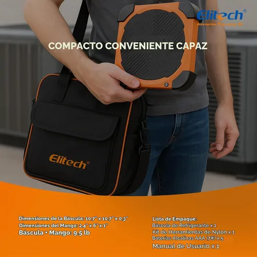 Vista 7 de Elitech LMC-200 escala refrigerante digital (220 Lb) Precisión de ± 0.05%, pantalla digital, carga refrigerante HVAC, plataforma de aluminio