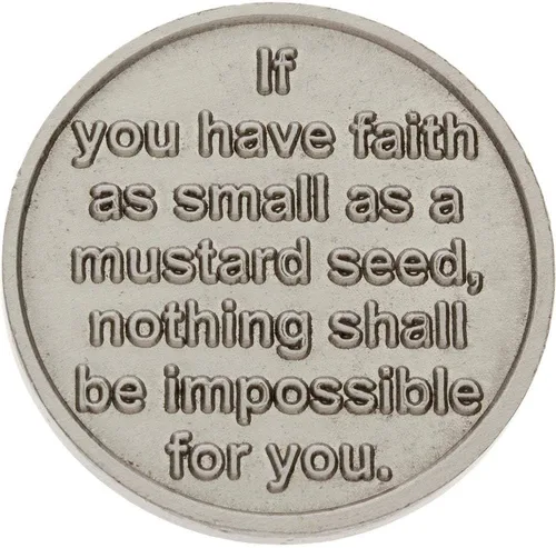 Vista 3 de Sterling Gifts Faith - Monedas de semillas de mostaza y tarjetas de fe (juego de 3 monedas)