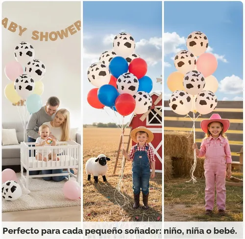 Vista 6 de LOVESTOWN 100 globos con estampado de vaca, globos de látex de animales