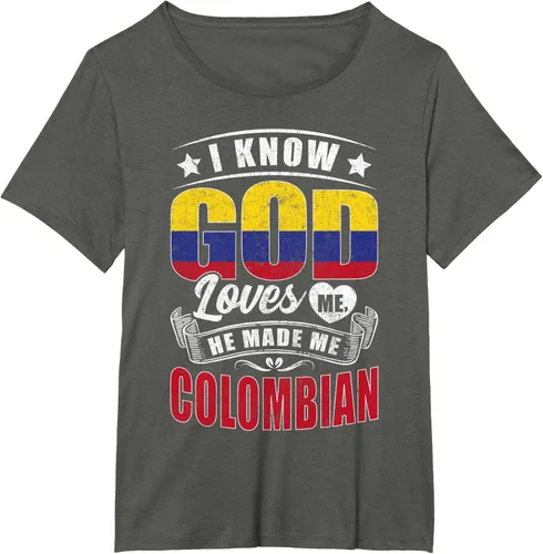 Vista 13 de Camiseta Colombia Flag God Loves Me Funny Colombians, Negro