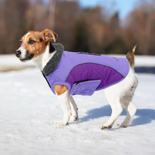 Vista 5 de EMUST Abrigos de invierno para perro, ropa de forro polar para mascotas para clima frío, estilo británico, chaqueta cálida a prueba de viento