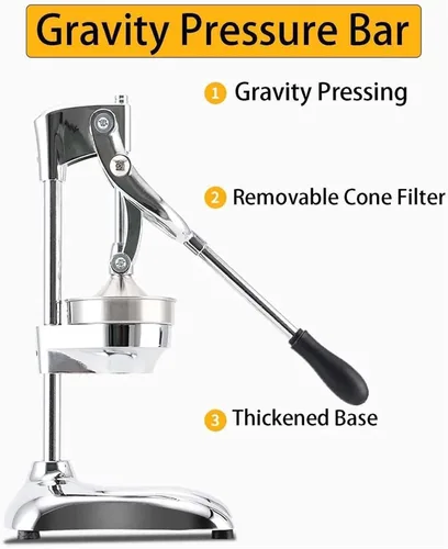 Vista 3 de Exprimidor profesional de cítricos, exprimidor de naranjas de acero inoxidable, extractor de jugo manual de prensa manual resistente comercial