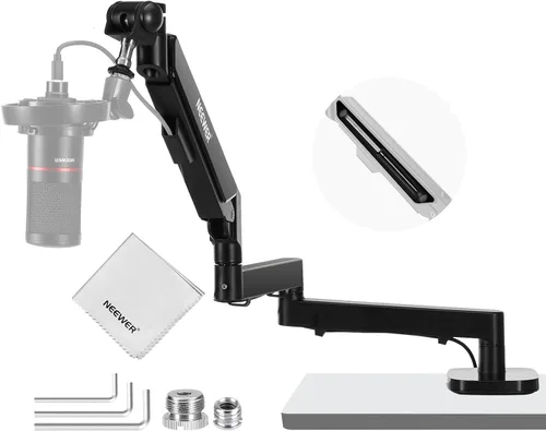 Vista 9 de NEEWER Soporte de micrófono de escritorio, soporte de micrófono de mesa ajustable con clip y adaptador de 3/8 a 5/8 pulgadas compatible con Blue