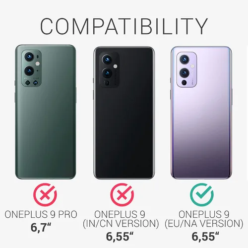 Vista 6 de kwmobile Funda compatible con OnePlus 9 (versión EU/NA) - Funda de silicona TPU con acabado suave - Rosa neón