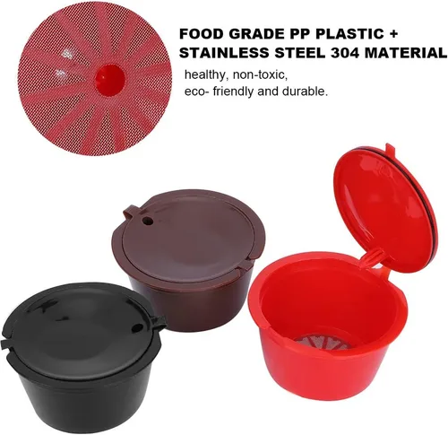 Vista 3 de Plplaaoo Paquete de 6 cápsulas de café reutilizables compatibles con Nescafe Dolce Gusto – Cápsulas de café recargables con cepillo de limpieza