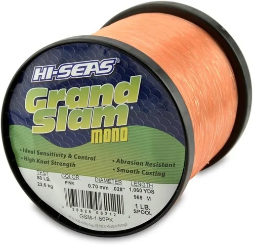 Vista 53 de Sedal de Pesca de Monofilamento HI-SEAS Grand Slam - Fuerte y Resistente a la Abrasión en Transparente, Rosa, Verde, Azul Ahumado, Amarillo Amarillo