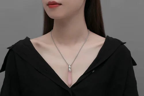 Vista 5 de QINJIEJIE Collar de cristal curativo, joyería de cristal reiki, piedras de cuarzo natural, piedras preciosas hexagonales, alambre envuelto