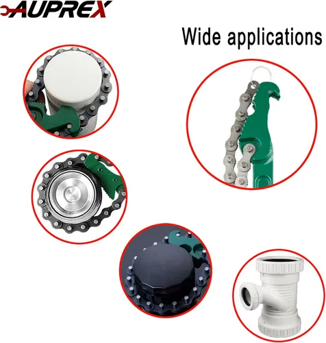 Vista 7 de AUPREX Llave inglesa de filtro de aceite de cadena de trinquete de servicio pesado ajustable de acero al carbono resistente de 12 pulgadas