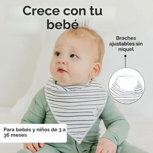Vista 5 de Copper Pearl Baberos tipo bandana para bebé, paquete de 4 baberos de algodón suave para babear y dentición, absorbentes, ajuste ajustable, muchos