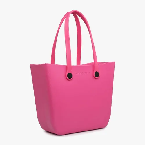 Vista 2 de JEN & CO. Vira Versa - Bolsa de mano, color rosa claro, bolsa grande de utilidad, comestibles, playa, bolsas de goma con correas intercambiables