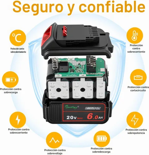 Vista 4 de waitley Batería de repuesto de 20 V 6.0 A compatible con herramientas eléctricas inalámbricas Dewalt DCB200 DCD DCF DCG Series