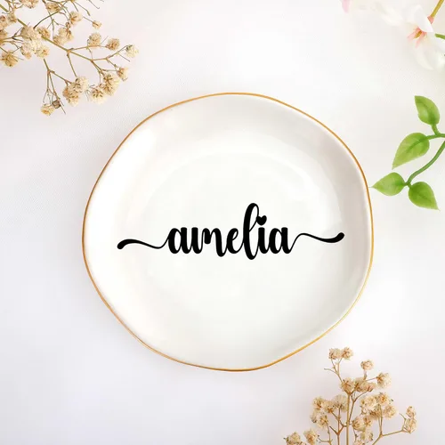 Vista 16 de JoycuFF Bandeja de cerámica con inicial M para joyas, regalos de novia para dama de honor, cumpleaños, compromiso, mejor amiga, mamá, abuela