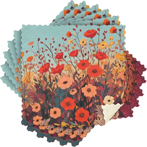 Vista 8 de Autumn Poppy Flowers06 - Juego de 6 paños de limpieza de microfibra para autos, máquina súper absorbente