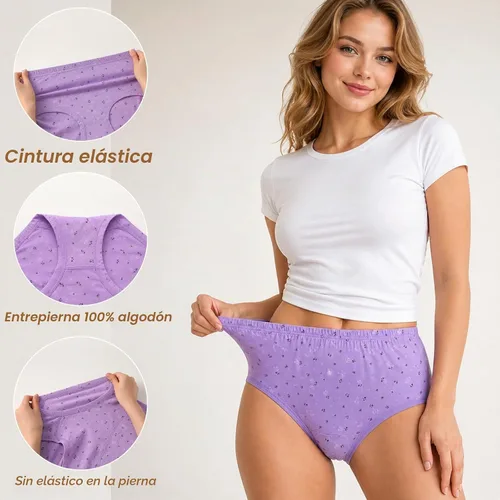 Vista 4 de Ropa interior transpirable para mujer, bragas de cintura alta, bragas suaves y elásticas, paquete de 5 Style-1