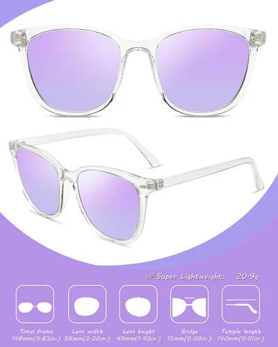 Vista 3 de Myiaur Lentes de sol polarizados para mujer cuadrados espejados modernos con protección UV que reducen el deslumbramiento