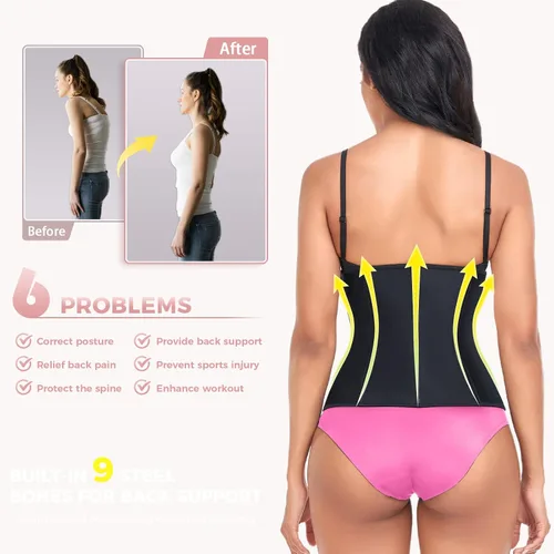 Vista 3 de YADIFEN Entrenador de cintura para mujer, faja de látex para la parte inferior del vientre, faja de látex para entrenamiento de cuerpo, cinturón