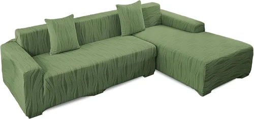 Vista 20 de MIFXIN Funda para sofá seccional, 2 piezas, elástica y elástica de 3 asientos en forma de L, protector de muebles con 4 fundas de almohada para sala