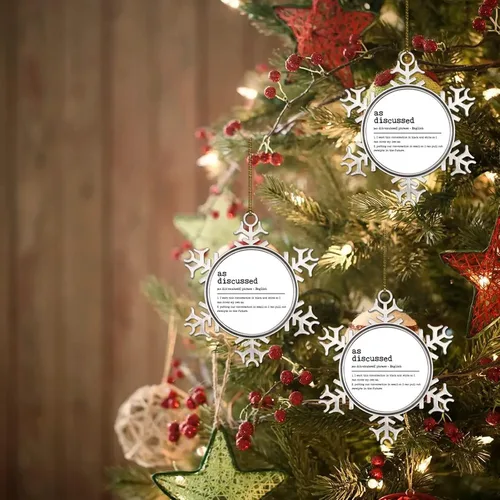 Vista 7 de Como se discutió Definición Diccionario Palabra Significado Cita Metal Copo de Nieve Adorno de Navidad para Árbol de Navidad Colgante Bola Invierno