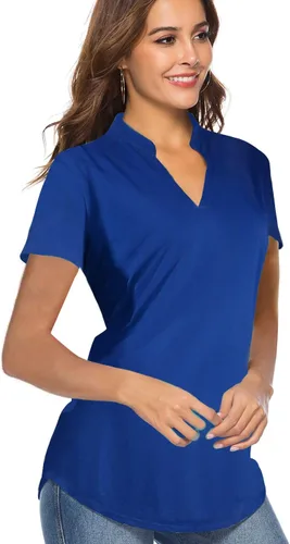 Vista 2 de CEASIKERY - Blusa tipo túnica con manga de 34, cuello en V y diseño holgado para mujer