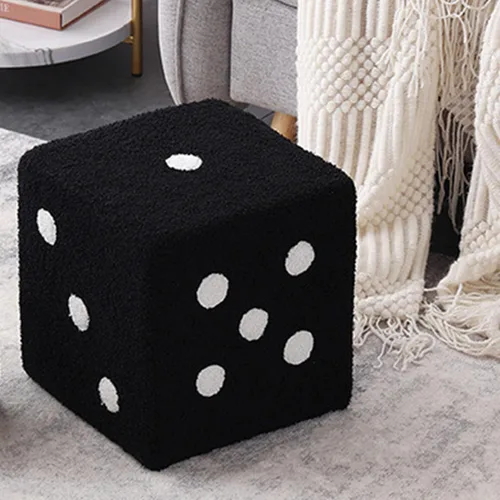 Vista 9 de Taburete de pie suave, cómodo, simple, cálido, resistente, base cubo, taburete para el hogar, sala de estar, dormitorio (negro)
