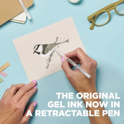 Vista 3 de SAKURA - Bolígrafos de tinta gel Gelly Roll - Puntas medias y gruesas para diario, arte o dibujo - Tinta blanca clásica - Puntas de tamaños variados