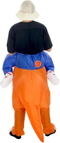 Vista 4 de Jurrasic - Disfraz inflable de dinosaurio tricerotops para adultos (talla única)