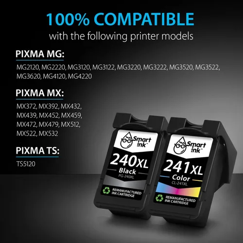 Vista 2 de Smart Ink Cartucho de tinta remanufacturado de repuesto para Canon 240 XL 241 XL 240XL 241XL para Canon Pixma MG3620 MX472 TS5120 MX452 MG3220