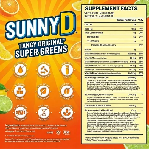 Vista 8 de BE AMAZING Super Greens Polvo con prebióticos, enzimas digestivas y antioxidantes, 35 frutas y verduras, electrolitos y fibra, vegano, mezcla