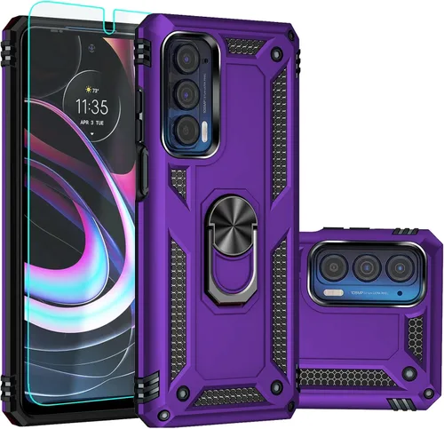 Vista 8 de Funda para Moto Edge 2021, con protector de pantalla, [grado militar] 16 pies, cubierta probada contra caídas con soporte magnético para Moto Edge