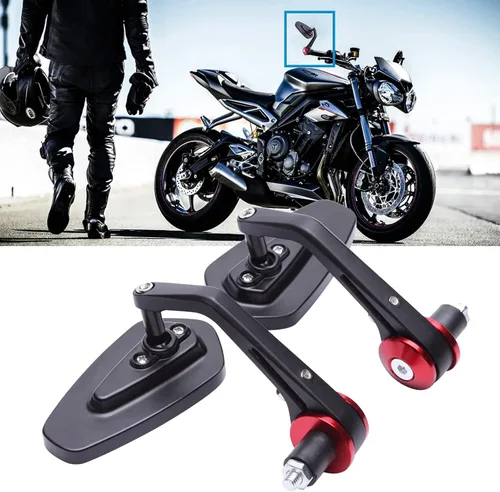 Vista 8 de Espejos de extremo de barra – Universal 7/8 estándar azul lente retrovisor flecha lateral compatible con Sportster 883 Street Bike Dirt Bike chopper