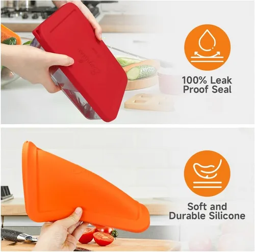 Vista 5 de Sophico Tapa de almacenamiento rectangular de silicona para 6 tazas de repuesto para cuencos de vidrio Pyrex 7211-PC, recipiente no incluido (MIX)