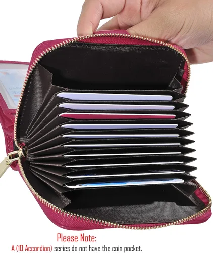 Vista 5 de Beurlike billetera de cuero, con tarjetero con bloqueo RFID, organizador, billetera segura para mujer