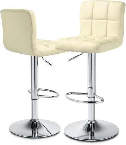 Vista 18 de MoNiBloom Taburetes de Bar Modernos de Cuero PU Ajustables Giratorios con Reposapiés y Respaldo, Taburetes de Bar de Mostrador de Cocina sin Brazos