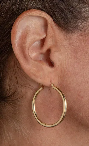 Vista 6 de Aretes de aro de oro amarillo de 14 quilates con cierre de clic, (tubo de 0.118in)