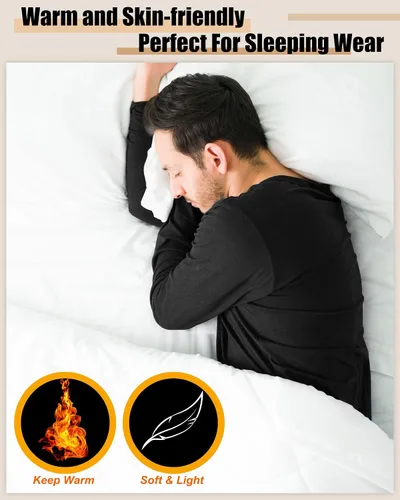 Vista 5 de Juego de 4 ropa interior térmica para hombre, suave, larga, de algodón, cálida, ropa interior térmica para hombre, para clima frío e invierno