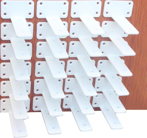 Vista 11 de Paquete de 2 - Soportes de estante en L ocultos negros de 4 pulgadas (1/5 pulgada de grosor) Soportes de estante flotante de hierro Soportes