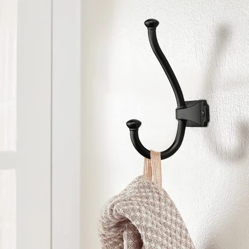 Vista 3 de TUNNY Paquete de 5 ganchos simples para abrigos, color negro mate, ganchos para toallas, adecuados para armarios de zapatos, armarios, baño