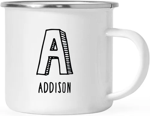 Vista 10 de Andaz Press Taza de café personalizada con monograma inicial, monograma bohemio, nombre personalizado, 11 onzas, taza de acero inoxidable de metal