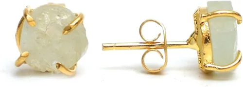 Vista 109 de Gempires Natural Raw Prong Setting Stud Earrings, 8-10 mm Crystals Earring, Handmade Jewelry, Gift for Her