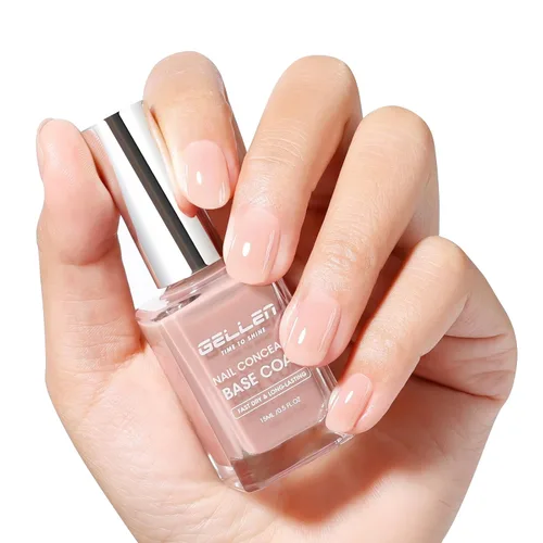 Vista 13 de GELLEN Corrector de Uñas Base Iluminador 4 en 1 Rosa Púrpura Empolvado, Fortalecedor de Uñas Malva Transparente de Otoño Relleno de Crestas