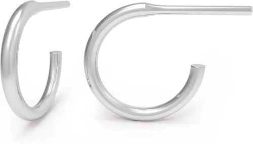 Vista 17 de Aretes de aro de plata de ley, plata de ley 925, 0.472 in, 16 ga, aretes de aro para mujer, aretes de aro de plata hipoalergénica, aretes de aro