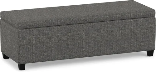 Vista 19 de SIMPLIHOME Avalon 48" Wide Fabric Storage Ottoman in Alabaster Ivory