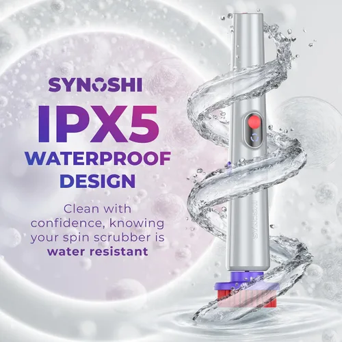 Vista 6 de SYNOSHI PRO Estropajo Eléctrico Giratorio, Cepillo de Limpieza Inalámbrico para Baño. Cepillo de Ducha Impermeable con Ángulos Ajustables, 2