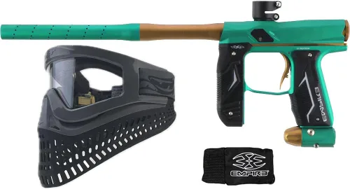 Vista 6 de Empire Axe 2.0 - Marcador de pistola de paintball de competición con paquete de máscara de paintball JT Proflex-X Negro polvo/Negro polvo