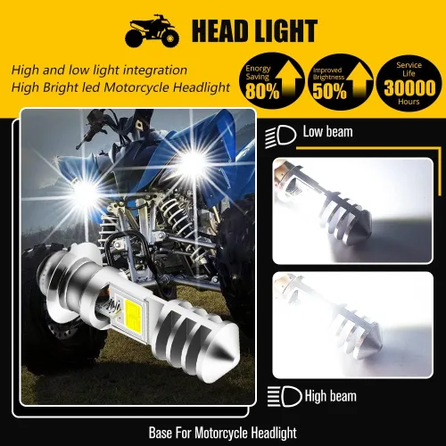 Vista 2 de Bombilla LED H6M AC/DC 12-48V P15D Hi-Lo Beam blanco 6000K LED bombilla de motocicleta para Ya maha ATV YF Z YF M Raptor Grizzly Ko diak Moto