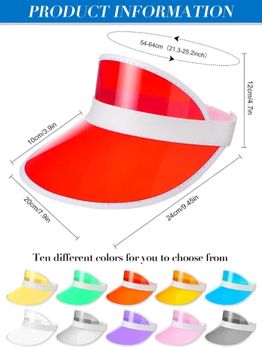Vista 2 de 20 sombreros con visera para el sol, para mujeres, deportes, playa, golf, PVC, visera, visera, de color, retro, para mujeres, hombres, fiesta al