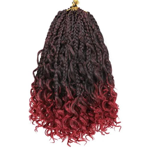 Vista 38 de Unionbeauty - 8 paquetes de trenzas bohemias de diosa en caja, de ganchillo de pelo para mujer negra, 8 pulgadas de trenzas de caja bob bohemias